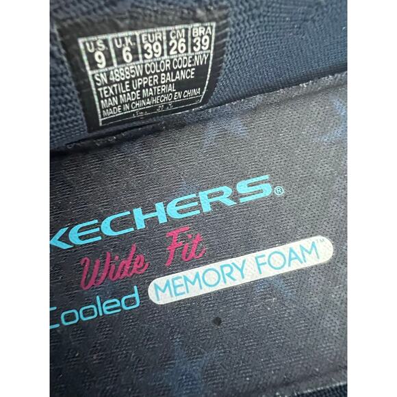 Skechers Cleo Blue Scalloped Wide Fit Memory Foam Fabric Slip On Flat Shoes 9 - Picture 9 of 11